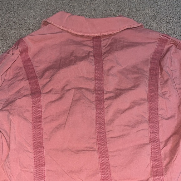 XCVI Wearables Raw Edge Poplin Lightweight Safari Jacket Bellini Pink Small - Picture 8 of 10